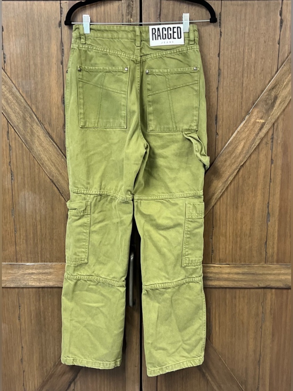 The Ragged High Rise Green Combat Dad Relaxed Straight Streetwear Jeans Size 28 - Picture 5 of 10